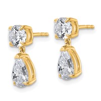 True Origin 14K Yellow Gold 2.88 Carat Lab Grown Diamond VS+ F+ Complete Post Dangle Earrings view 2