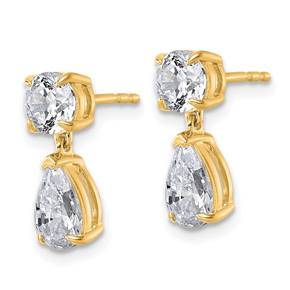 True Origin 14K Yellow Gold 2 7/8 carat Lab Grown Diamond VS+ F+ Complete Post Dangle Earrings