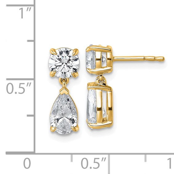 True Origin 14K Yellow Gold 2 7/8 carat Lab Grown Diamond VS+ F+ Complete Post Dangle Earrings