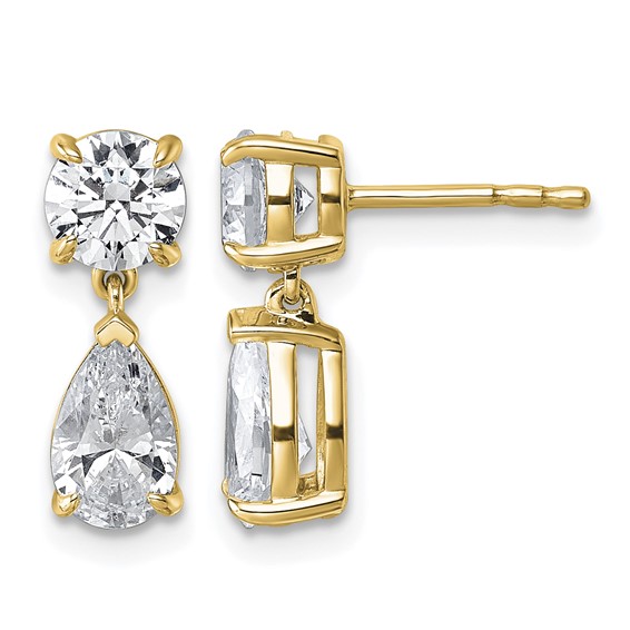 True Origin 14K Yellow Gold 2 7/8 carat Lab Grown Diamond VS+ F+ Complete Post Dangle Earrings