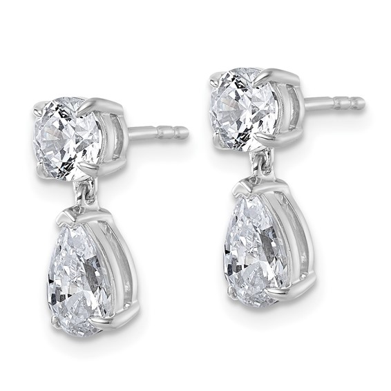True Origin 14K White Gold 2 7/8 carat Lab Grown Diamond VS+ F+ Complete Post Dangle Earrings