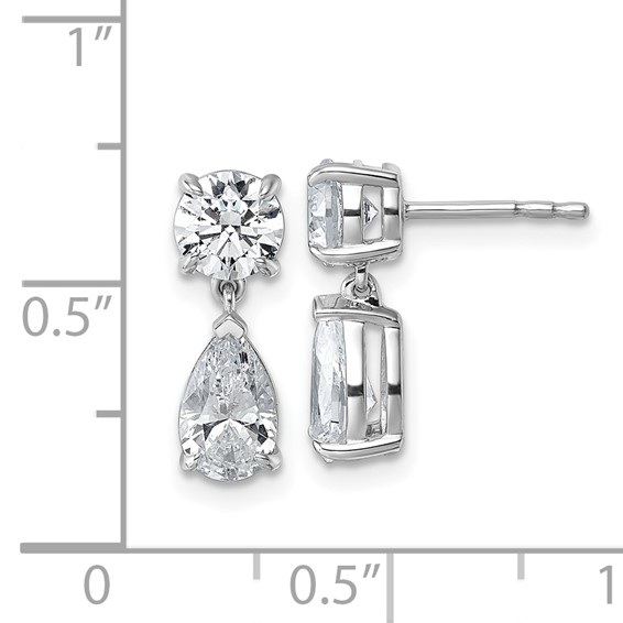 True Origin 14K White Gold 2 7/8 carat Lab Grown Diamond VS+ F+ Complete Post Dangle Earrings