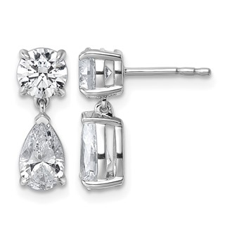 True Origin 14K White Gold 2 7/8 carat Lab Grown Diamond VS+ F+ Complete Post Dangle Earrings