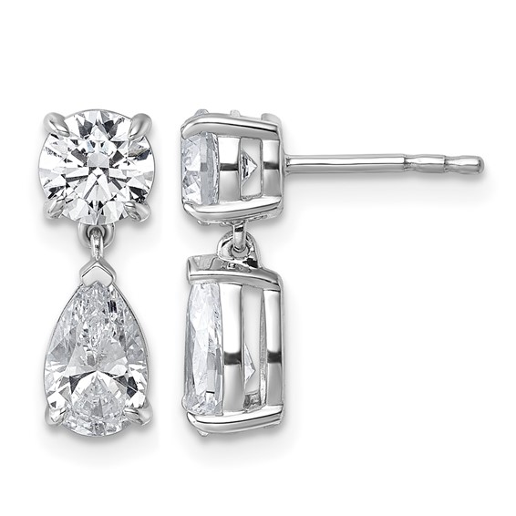 True Origin 14K White Gold 2 7/8 carat Lab Grown Diamond VS+ F+ Complete Post Dangle Earrings
