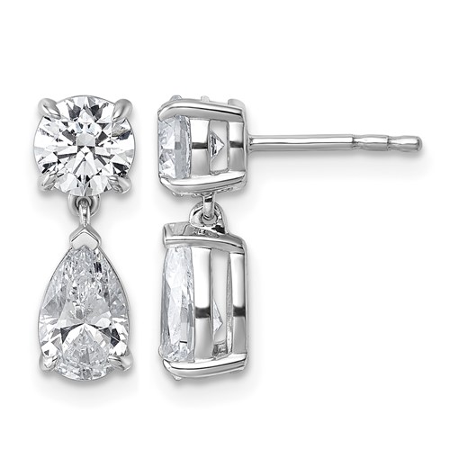 True Origin 14K White Gold 2.88 Carat Lab Grown Diamond VS+ F+ Complete Post Dangle Earrings