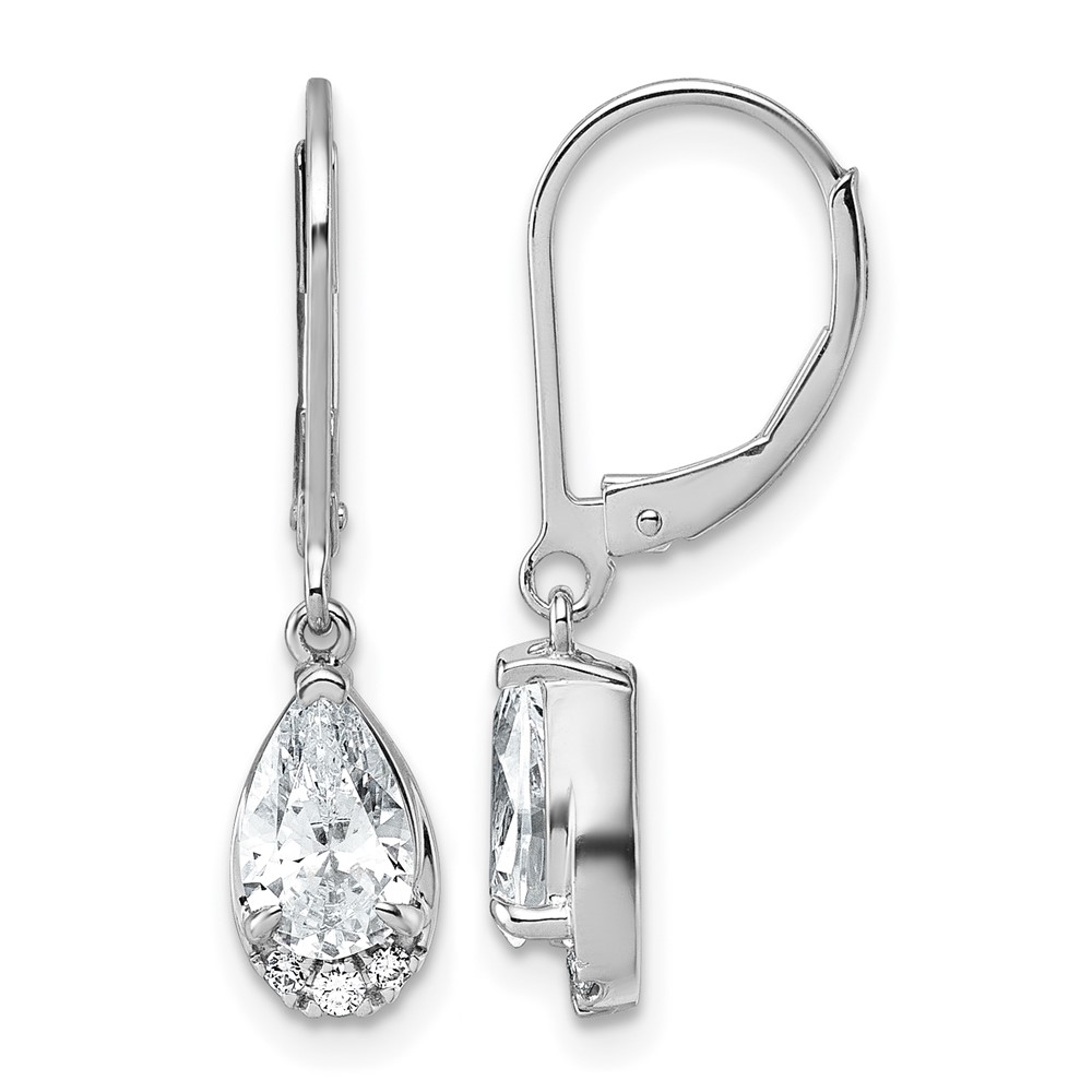 True Origin 14K White Gold 1.75 Carat Lab Grown Diamond VS+ F+ Complete Leverback Earrings