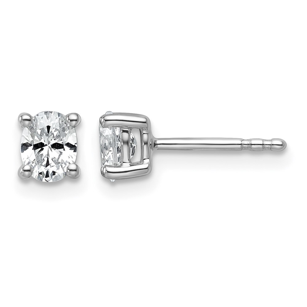 True Origin 14K White Gold 0.50 Carat Lab Grown Diamond VS+ F+ Oval Four Prong Heavy Weight Complete Stud Earrings