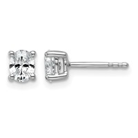 True Origin 14K White Gold 0.50 Carat Lab Grown Diamond VS+ F+ Oval Four Prong Heavy Weight Complete Stud Earrings view 1
