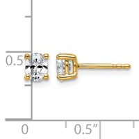 True Origin 14K Yellow Gold 0.50 Carat Lab Grown Diamond VS+ F+ Oval Four Prong Heavy Weight Complete Stud Earrings view 4