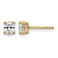 True Origin 14K Yellow Gold 0.50 Carat Lab Grown Diamond VS+ F+ Oval Four Prong Heavy Weight Complete Stud Earrings view 1
