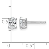 True Origin 14K White Gold 0.75 Carat Lab Grown Diamond VS+ F+ Oval Four Prong Heavy Weight Complete Stud Earrings view 4
