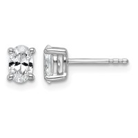 True Origin 14K White Gold 0.75 Carat Lab Grown Diamond VS+ F+ Oval Four Prong Heavy Weight Complete Stud Earrings view 1
