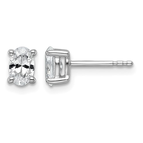 True Origin 14K White Gold 0.75 Carat Lab Grown Diamond VS+ F+ Oval Four Prong Heavy Weight Complete Stud Earrings