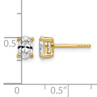 True Origin 14K Yellow Gold 0.75 Carat Lab Grown Diamond VS+ F+ Oval Four Prong Heavy Weight Complete Stud Earrings view 4