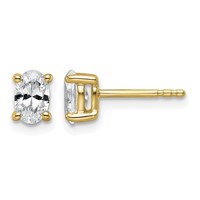 True Origin 14K Yellow Gold 0.75 Carat Lab Grown Diamond VS+ F+ Oval Four Prong Heavy Weight Complete Stud Earrings view 1
