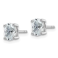True Origin 14K White Gold 1 Carat Lab Grown Diamond VS+ F+ Oval Four Prong Heavy Weight Complete Stud Earrings view 2
