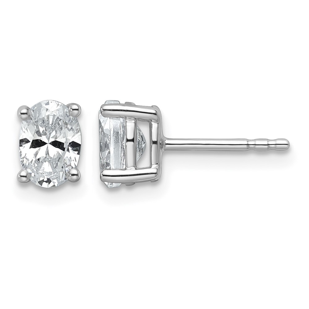 True Origin 14K White Gold 1 Carat Lab Grown Diamond VS+ F+ Oval Four Prong Heavy Weight Complete Stud Earrings