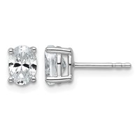 True Origin 14K White Gold 1 Carat Lab Grown Diamond VS+ F+ Oval Four Prong Heavy Weight Complete Stud Earrings view 1