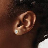 True Origin 14K Yellow Gold 1 Carat Lab Grown Diamond VS+ F+ Oval Four Prong Heavy Weight Complete Stud Earrings view 3