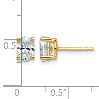True Origin 14K Yellow Gold 1 Carat Lab Grown Diamond VS+ F+ Oval Four Prong Heavy Weight Complete Stud Earrings view 4