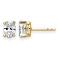 True Origin 14K Yellow Gold 1 Carat Lab Grown Diamond VS+ F+ Oval Four Prong Heavy Weight Complete Stud Earrings view 1
