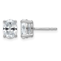 True Origin 14K White Gold 1.50 Carat Lab Grown Diamond VS+ F+ Oval Four Prong Heavy Weight Complete Stud Earrings view 1
