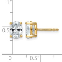 True Origin 14K Yellow Gold 1.50 Carat Lab Grown Diamond VS+ F+ Oval Four Prong Heavy Weight Complete Stud Earrings view 4