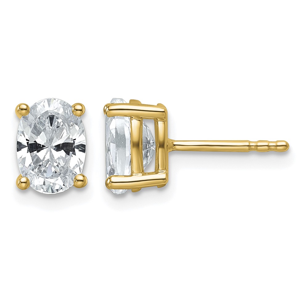 True Origin 14K Yellow Gold 1.50 Carat Lab Grown Diamond VS+ F+ Oval Four Prong Heavy Weight Complete Stud Earrings