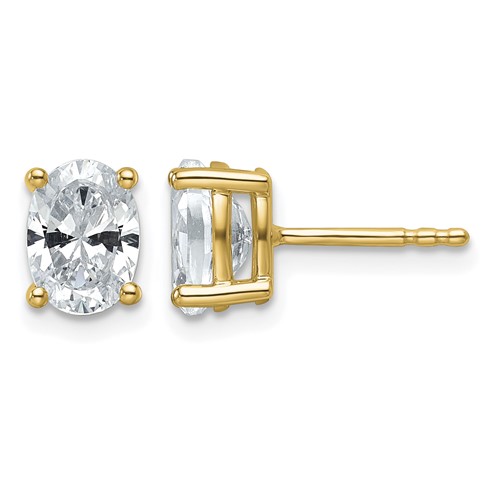 True Origin 14K Yellow Gold 1.50 Carat Lab Grown Diamond VS+ F+ Oval Four Prong Heavy Weight Complete Stud Earrings