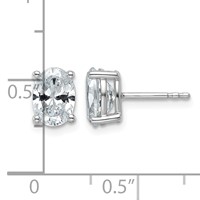 True Origin 14K White Gold 2 Carat Lab Grown Diamond VS+ F+ Oval Four Prong Heavy Weight Complete Stud Earrings view 4