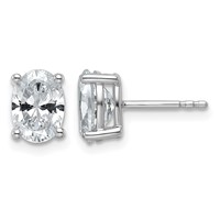 True Origin 14K White Gold 2 Carat Lab Grown Diamond VS+ F+ Oval Four Prong Heavy Weight Complete Stud Earrings view 1