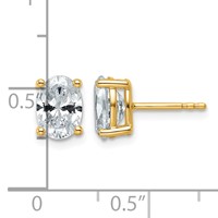 True Origin 14K Yellow Gold 2 Carat Lab Grown Diamond VS+ F+ Oval Four Prong Heavy Weight Complete Stud Earrings view 4