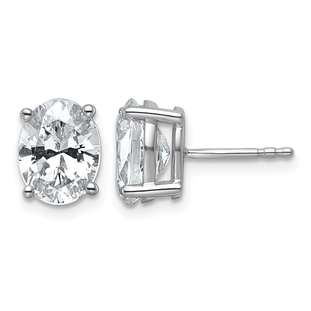 True Origin 14K White Gold 3 Carat Lab Grown Diamond VS+ F+ Oval Four Prong Heavy Weight Complete Stud Earrings