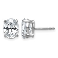 True Origin 14K White Gold 3 Carat Lab Grown Diamond VS+ F+ Oval Four Prong Heavy Weight Complete Stud Earrings view 1