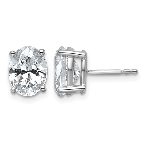 True Origin 14K White Gold 3 Carat Lab Grown Diamond VS+ F+ Oval Four Prong Heavy Weight Complete Stud Earrings