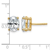 True Origin 14K Yellow Gold 3 Carat Lab Grown Diamond VS+ F+ Oval Four Prong Heavy Weight Complete Stud Earrings view 4
