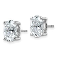 True Origin 14K White Gold 4 Carat Lab Grown Diamond VS+ F+ Oval Four Prong Heavy Weight Complete Stud Earrings view 2
