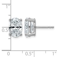 True Origin 14K White Gold 4 Carat Lab Grown Diamond VS+ F+ Oval Four Prong Heavy Weight Complete Stud Earrings view 4
