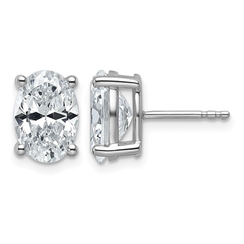 True Origin 14K White Gold 4 Carat Lab Grown Diamond VS+ F+ Oval Four Prong Heavy Weight Complete Stud Earrings