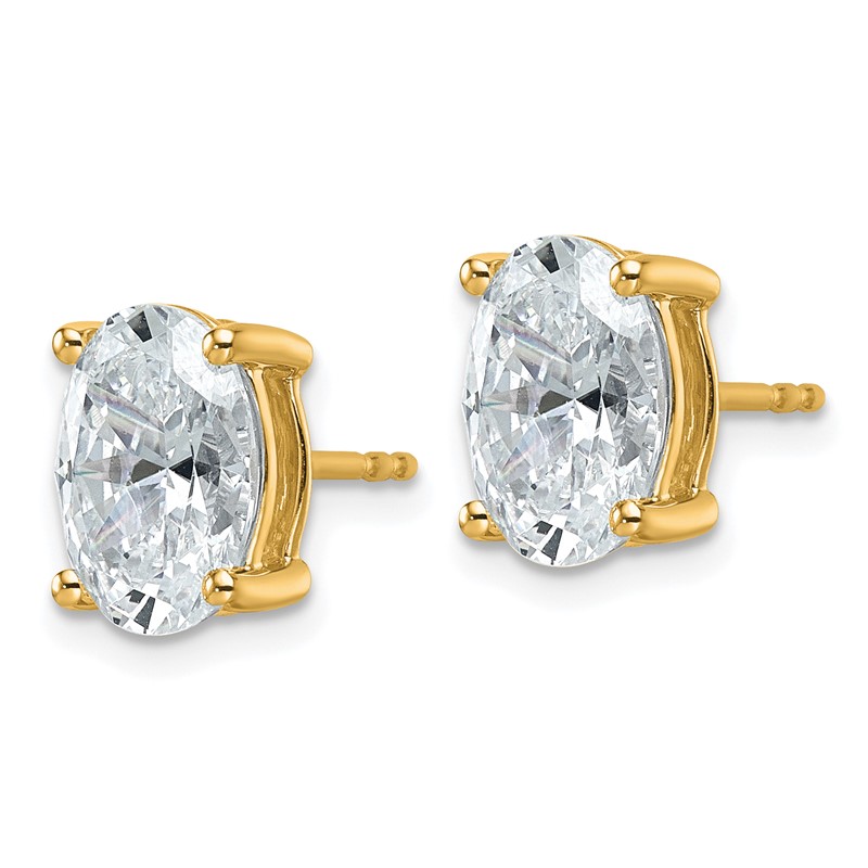 14k Yellow Gold 4 ctw Lab Grown Diamond VS+ F+ Oval 4 Prong Heavy Wt. Stud Earrings