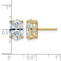 True Origin 14K Yellow Gold 4 Carat Lab Grown Diamond VS+ F+ Oval Four Prong Heavy Weight Complete Stud Earrings view 4