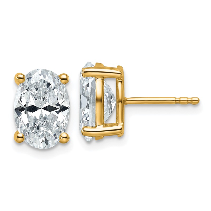 14k Yellow Gold 4 ctw Lab Grown Diamond VS+ F+ Oval 4 Prong Heavy Wt. Stud Earrings