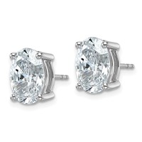 True Origin 14K White Gold 5 Carat Lab Grown Diamond VS+ F+ Oval Four Prong Heavy Weight Complete Stud Earrings view 2