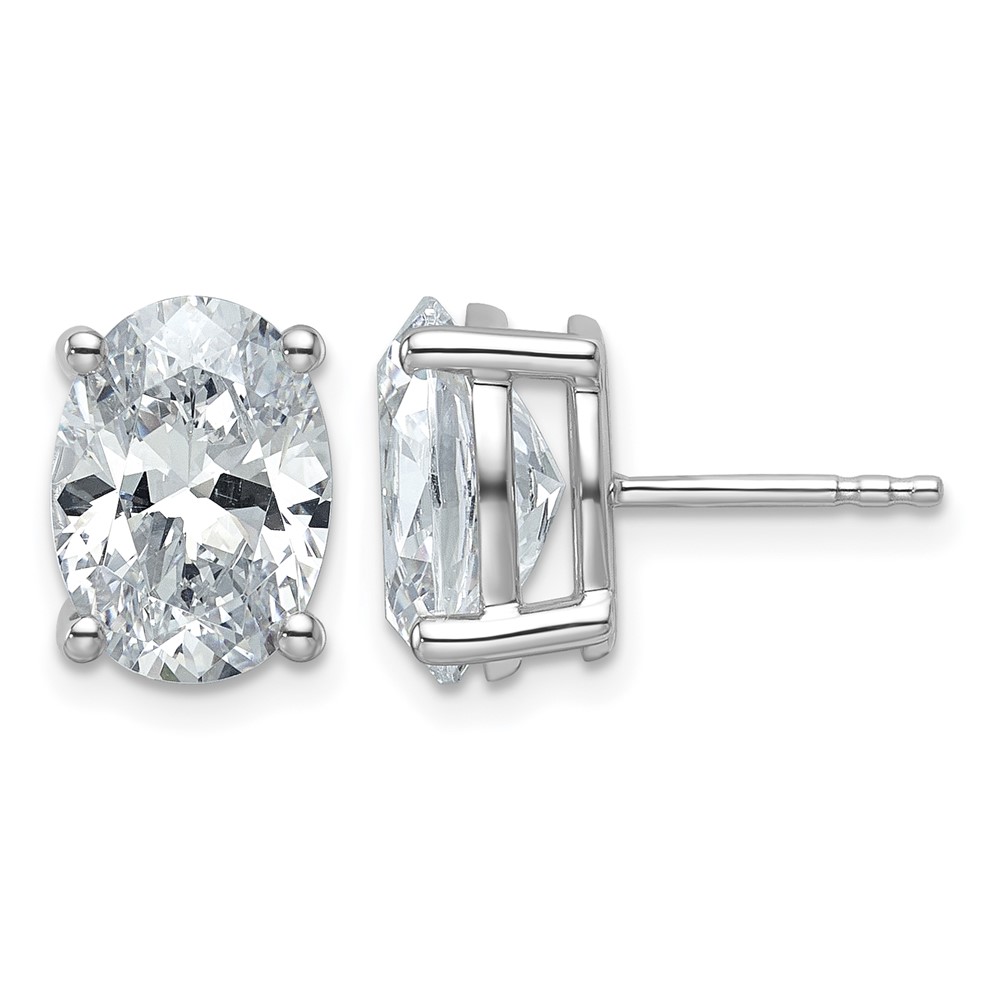 True Origin 14K White Gold 5 Carat Lab Grown Diamond VS+ F+ Oval Four Prong Heavy Weight Complete Stud Earrings