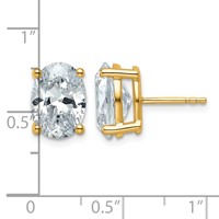 True Origin 14K Yellow Gold 5 Carat Lab Grown Diamond VS+ F+ Oval Four Prong Heavy Weight Complete Stud Earrings view 4