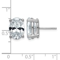 True Origin 14K White Gold 6 Carat Lab Grown Diamond VS+ F+ Oval Four Prong Heavy Weight Complete Stud Earrings view 4