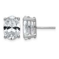 True Origin 14K White Gold 6 Carat Lab Grown Diamond VS+ F+ Oval Four Prong Heavy Weight Complete Stud Earrings view 1