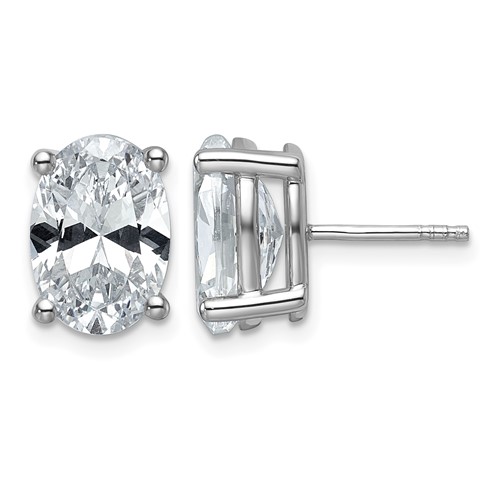 True Origin 14K White Gold 6 Carat Lab Grown Diamond VS+ F+ Oval Four Prong Heavy Weight Complete Stud Earrings