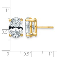 True Origin 14K Yellow Gold 6 Carat Lab Grown Diamond VS+ F+ Oval Four Prong Heavy Weight Complete Stud Earrings view 4