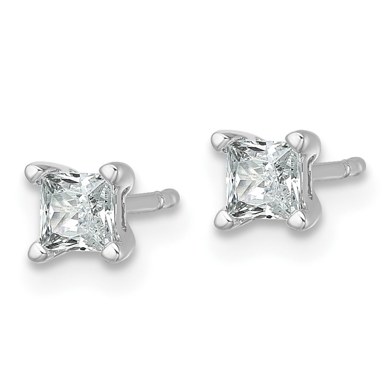 14k White Gold 1/2 ctw Lab Grown Diamond VS+ F+ Princess 4 Prong Heavy Wt. Stud Earrings